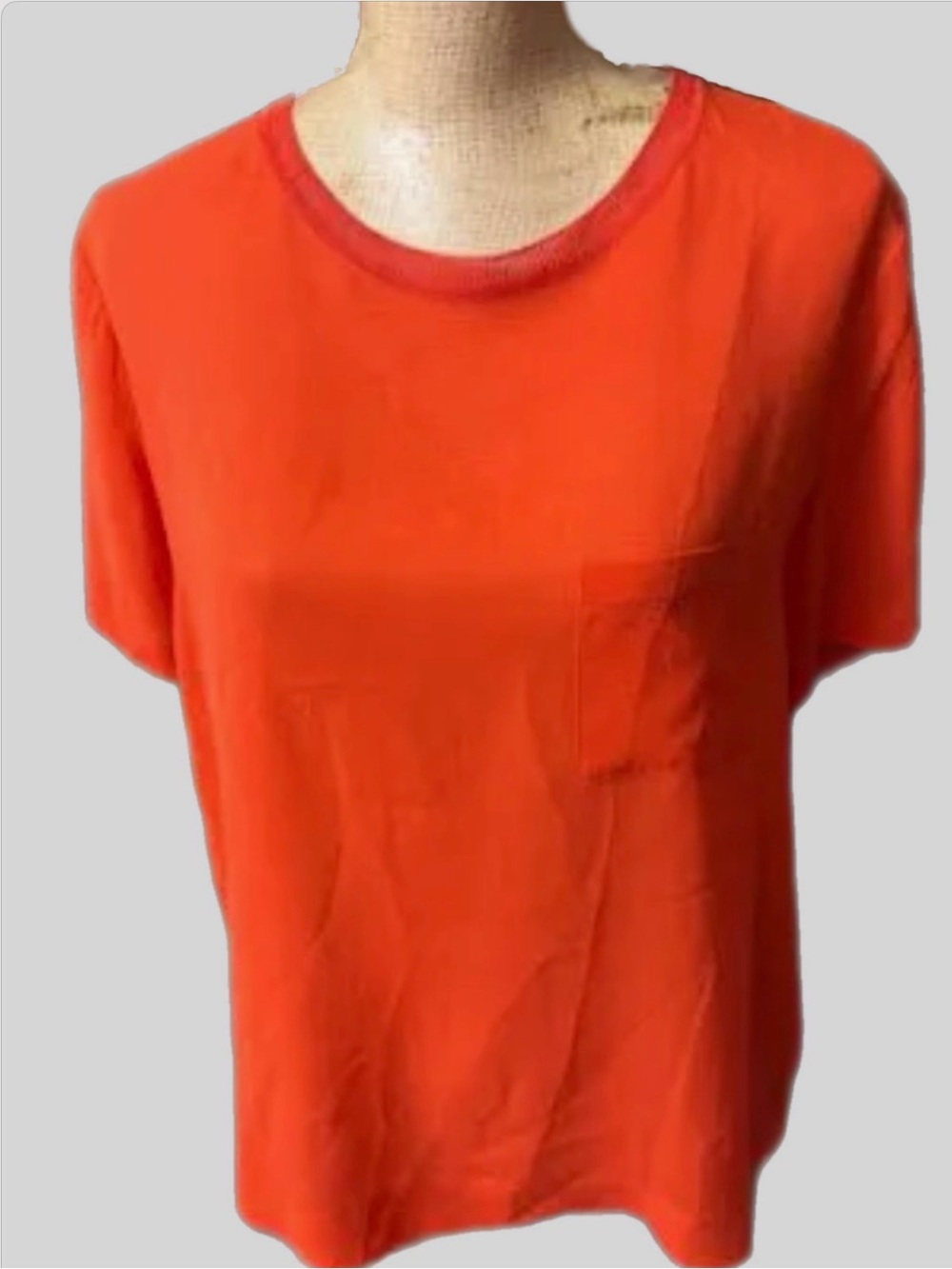 Vince Mandarin Orange Short Sleeve Silk Tee